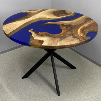 Dining table "Ellie" made of natural walnut wood and epoxy resin