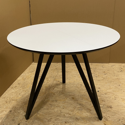 Обідній круглий розкладний стіл з HPL (Білий преміум) фото