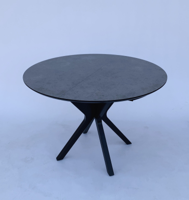 Обідній чорний круглий розкладний стіл з HPL  фото
