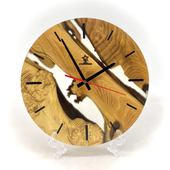 Настенные часы "Hudson" из натурального дерева Акация с эпоксидной смолой