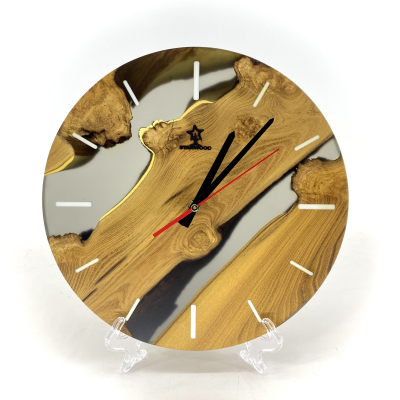 Настенные часы "Calypso" из натурального дерева Акация с эпоксидной смолой фото