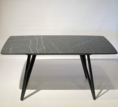 Обеденный раскладной стол с HPL (черный камень Пьетра Гриджия) фото