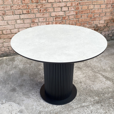 Обеденный белый круглый стол с HPL (Arpa MIKA 3328) фото