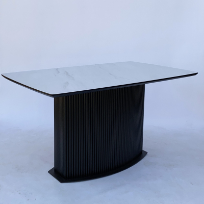 Прямокутний розкладний стіл з HPL (Мармур Леванто білий) фото