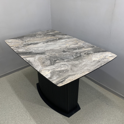 Прямокутний розкладний стіл з HPL (Мармур Чиполліно сірий) фото