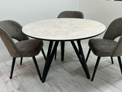 Круглый стол с HPL (Керамика Тессина крем) фото