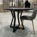 HPL round folding dining table (Pietra Grigia black stone)