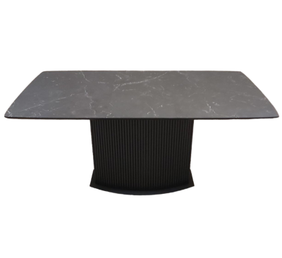 Обідній прямокутний чорний розкладний стіл з HPL  фото