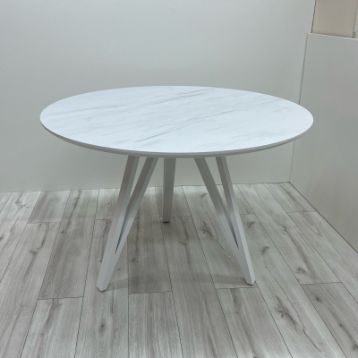 Круглый стол с HPL (Мрамор Леванто белый) фото