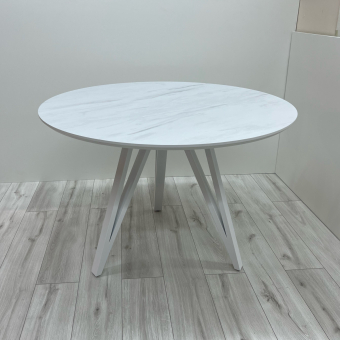 Круглый стол с HPL (Мрамор Леванто белый)