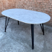 Oval folding table with HPL (White Carrara Marble)