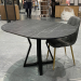 HPL round folding dining table (Pietra Grigia black stone)