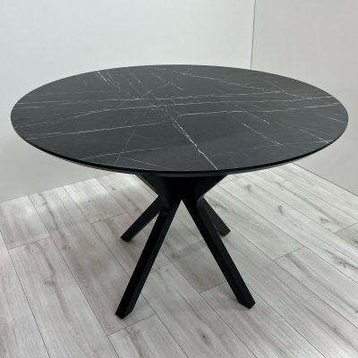 Обеденный круглый стол с HPL (Чёрный камень Пьетра Гриджиа) фото