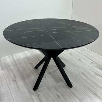 Обеденный круглый стол с HPL (Чёрный камень Пьетра Гриджиа)