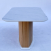 Обідній прямокутний розкладний стіл з HPL Мармур Леванто білий та підстіллям з дерева
