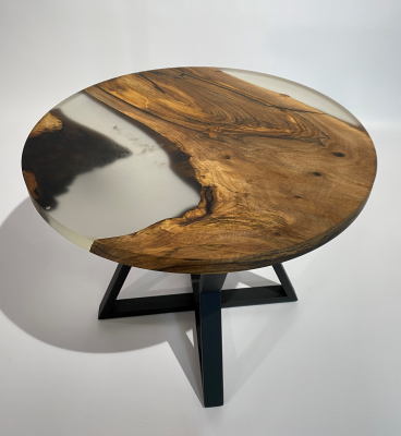 Кавовий столик "Dillon" із натурального дерева Горіх та епоксидної смоли фото