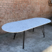 Oval folding table with HPL (White Carrara Marble)