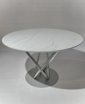 Обеденный круглый стол "Леванто" из HPL (Мрамор Леванто белый) фото