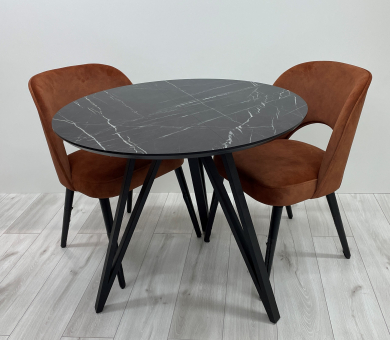Dining table "Torero" in HPL (Pietra Grigia black stone)