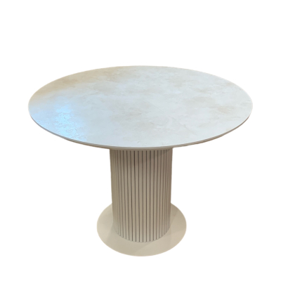 Обідній круглий розкладний стіл з HPL ASD K203 світла кераміка фото