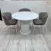 Dining round table with HPL White Levanto Marble