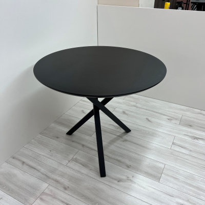 Обеденный круглый черный стол с HPL фото