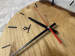 Настінний годинник, акація з прозорою епоксидною смолою, Ø34 см