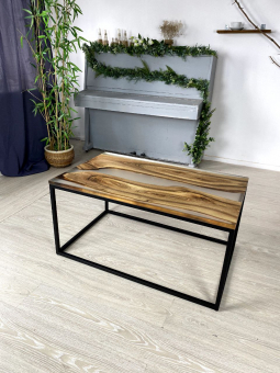 Coffee table "Rise" made of natural wood Walnut with epoxy resin