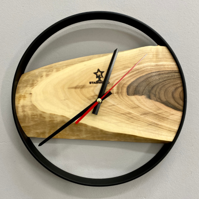 Настінний годинник із натурального дерева Горіх "Lex" Ø30 см 