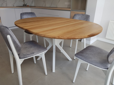 Folding dining table made of natural ash wood 