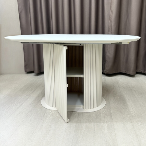 Oval dining folding table B-WOOD made of HPL with minibar