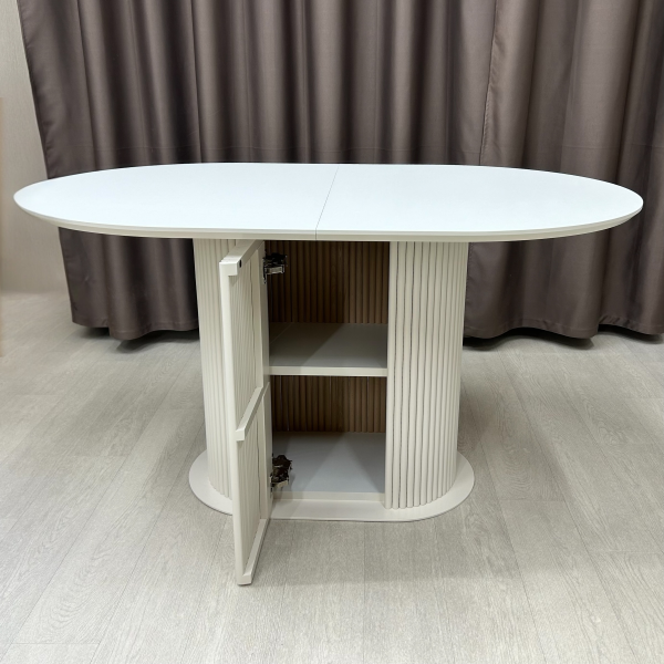 Oval dining folding table B-WOOD made of HPL with minibar