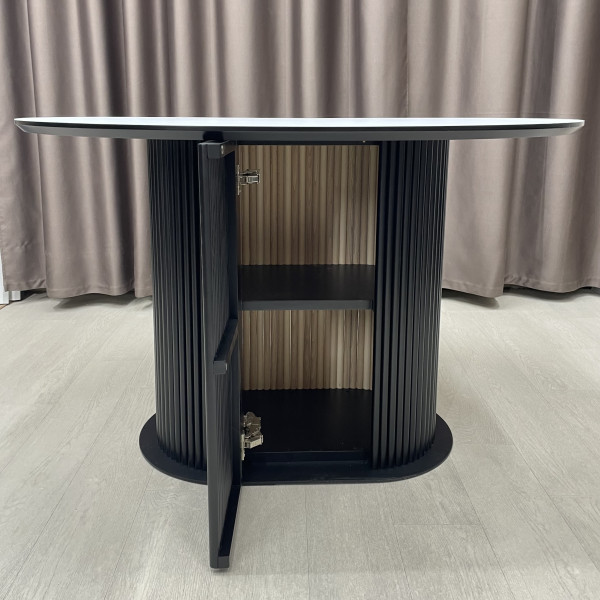 Oval dining table B-WOOD made of HPL with minibar