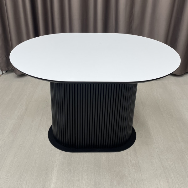 Oval dining table B-WOOD made of HPL with minibar