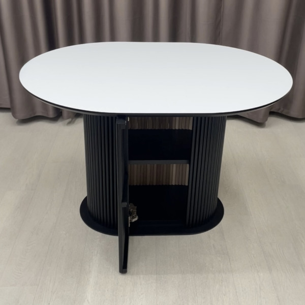 Oval dining table B-WOOD made of HPL with minibar