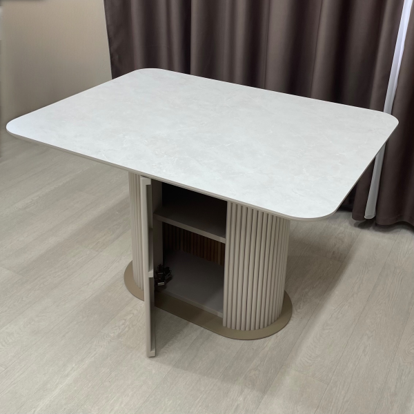 Rectangular non-folding dining table B-WOOD made of HPL with minibar