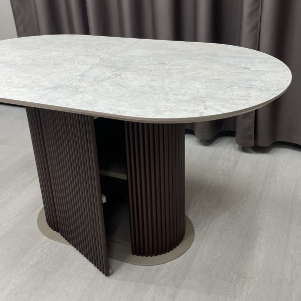 Oval dining folding table B-WOOD made of HPL with minibar