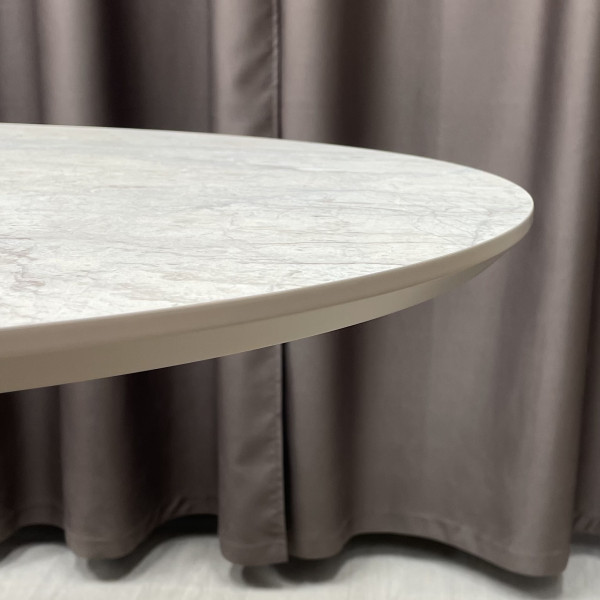 Oval dining folding table B-WOOD made of HPL with minibar