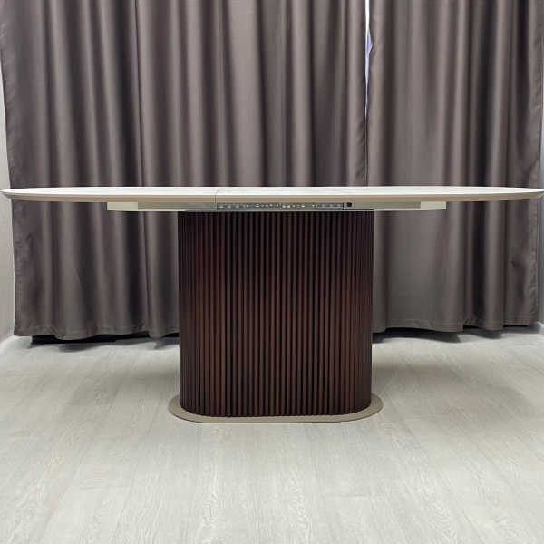 Oval dining folding table B-WOOD made of HPL with minibar