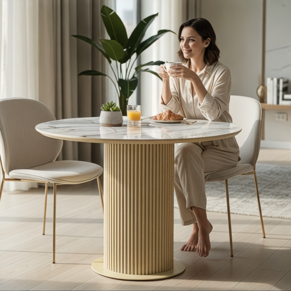  Dining round folding table B-WOOD made of HPL