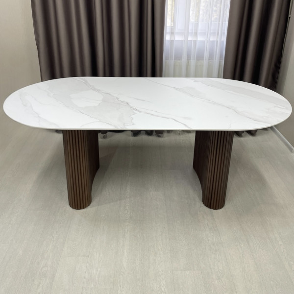 Oval non-folding dining table Infinity made of compact laminate