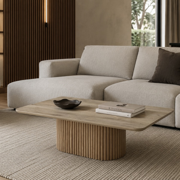 Rectangular coffee table SOFT made of HPL and beech dowels