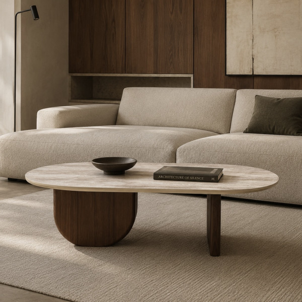 Oval coffee table MOON made of HPL