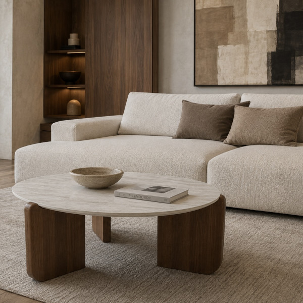 Round coffee table COFFEE made of HPL