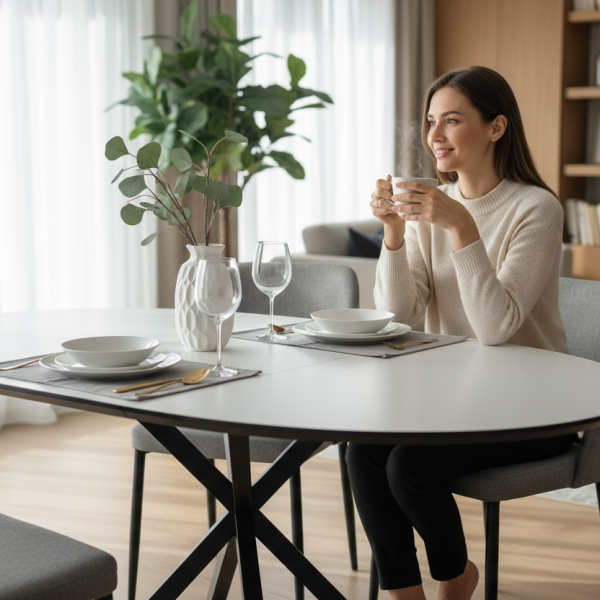  Dining round folding table NEO M made of HPL