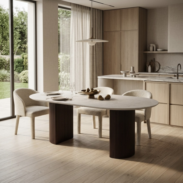 Oval folding dining table B-WOOD made of HPL
