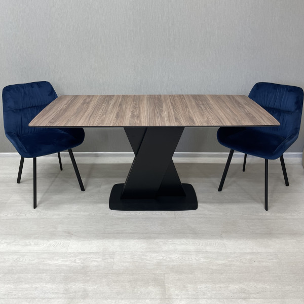Rectangular folding table X-FORM made of compact laminate