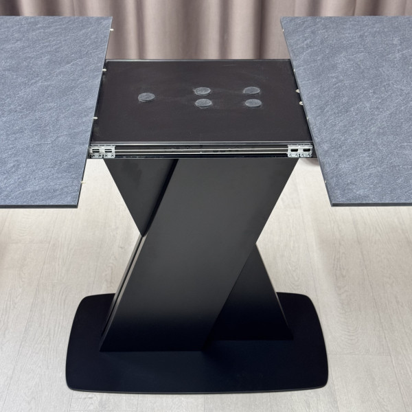 Rectangular folding table X-FORM made of compact laminate