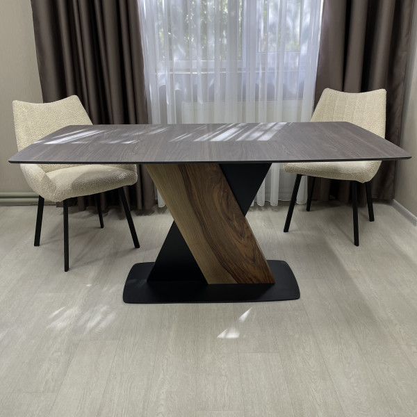 Rectangular folding table X-FORM made of compact laminate 