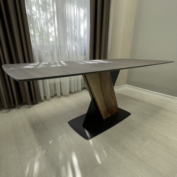 Rectangular folding table X-FORM made of compact laminate 